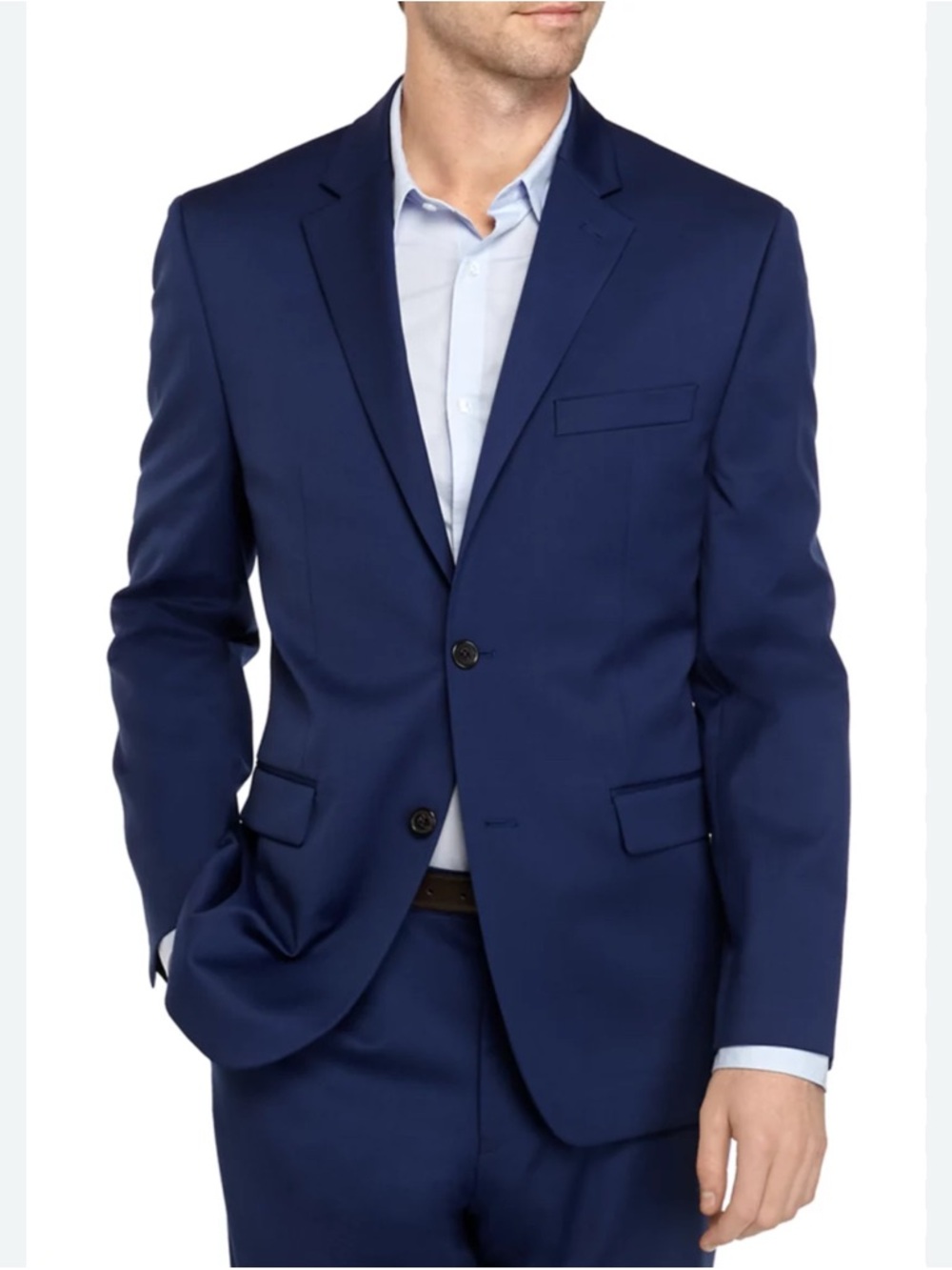 Men's Navy Blue Two-Button Suit Jacket